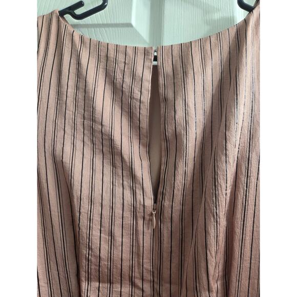 Express Mini Striped Satin Sheath Dress Mauve Pink Wrap Dress peek a boo Back M - Picture 5 of 8